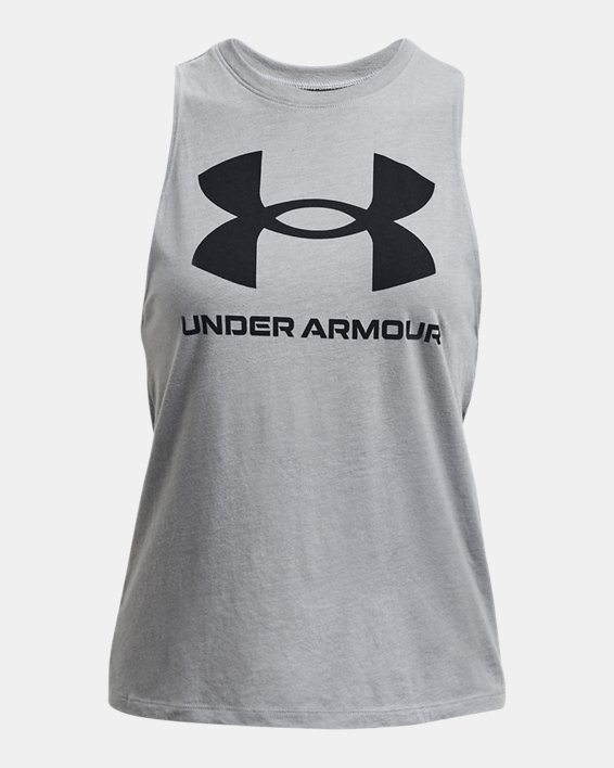 Camiseta sin mangas con estampado UA Sportstyle para mujer, Gray, pdpMainDesktop image number 4